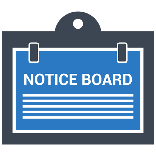 Professional notice board icon displaying important announcements and information for workplace and public communication.